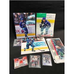 LOT OF VANCOUVER CANUCK MEMORABILIA INC. SIGNED LUONGO, BIEKSA AND BURROWS PHOTOGRAPHS,