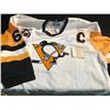 Image 1 : MARIO LEMIIEUX AUTOGRAPHED PITTSBURGH PENGUINS JERSEY #66.  COMES WITH THE SCORE BOARD C.O.A.