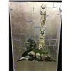 Image 1 : BEAUTIFUL ORIGINAL MIXED MEDIA PAINTING, ACRYLICS AND METAL LEAF ON CANVAS CHINE-COLLE ON BOARD BY