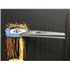 Image 1 : BLUE HERON MASK BY SQUAMISH NATION'S WADE BAKER.  MASK ADORNED WITH CEDAR BARK HAIR