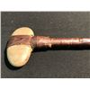 Image 2 : OLD LEATHER WRAPPED FIRST NATIONS WEAPON WITH STONE HEAD AND FUR COVERED HANDLE