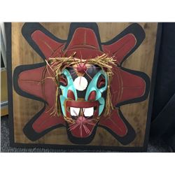 PUGWIS SEA MONSTER MOON MASK CARVED BY SEABIRD ISLAND ARTIST HUBERT VINCENT BILLY