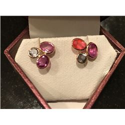 14KT GOLD MULTI COLOURED SAPPHIRE (4.90CT) EARRINGS