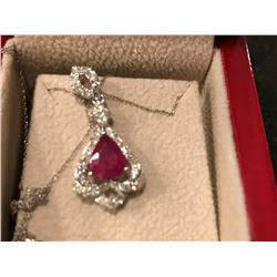 14KT GOLD RUBY (1.25CT) PENDANT WITH 37 DIAMONDS