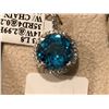 Image 1 : 14KT GOLD BLUE TOPAZ (4.11CT) PENDANT WITH SEVERAL DIAMONDS