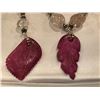 Image 2 : STERLING SILVER RUBY FLAT AND ROSE NECKLACE AND EARRING SET