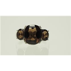 #2-STERLING SILVER SMOKEY QUARTZ RING SIZE 7.5