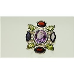 #3-STERLING SILVER GEMSTONE RING SIZE 8