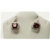 Image 1 : #6-STERLING SILVER GARNET & DIAMOND EARRINGS