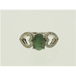 #21-STERLING SILVER EMERALD RING SIZE 6