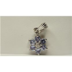 #23-STERLING SILVER TANZANITE & DIAM. PENDANT
