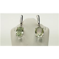 #26-STERLING SILVER GREEN AMETHYST EARRINGS