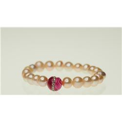 #43-FRESHWATER PEARL & QUARTZ BRACELET
