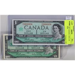 PAIR OF 1967 CANADA 1 DOLLAR BANKNOTES