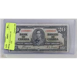 1937 CANADA 20 DOLLAR BANKNOTE