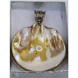 LARGE STERLING SILVER AND BLISTER PEARL PENDANT