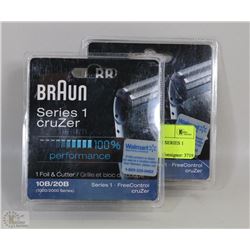 PACK OF 2 NEW BRAUN SERIES 1 CRUZER 100% RAZOR HEADS