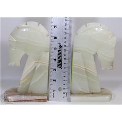 2 MARBLE KNIGHT BOOKENDS