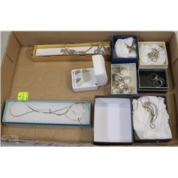 BOX WITH LARGE ASSORTMENT OF ESTATE JEWELRY
