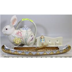 CANOE TEA LIGHT HOLDER WITH "TOILET " PICTURE