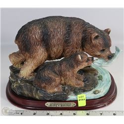 RUBIES COLLECTION, MOTHER AND CUB CATCHING SALMON