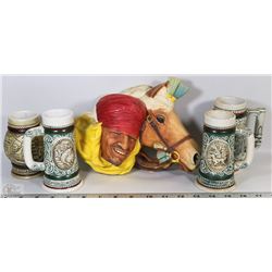 BOX WITH AVON STEINS AND BOSOM HEAD