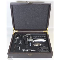 NEW WINE OPENING SET IN WOODEN BOX