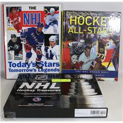 3 HOCKEY BOOKS INC NHL HOCKEY TREASURES AND