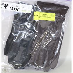 2PK LADIES LEATHER GLOVES MEDIUM