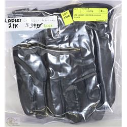 2PK LADIES LEATHER GLOVES LARGE