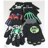 Image 1 : 6 PACK YOUTH GLOW IN THE DARK HALLOWEEN GLOVES