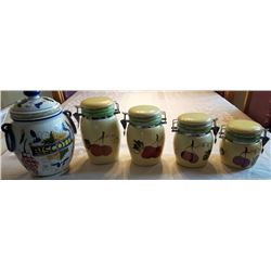 SET OF 4 CERAMIC CANISTERS
