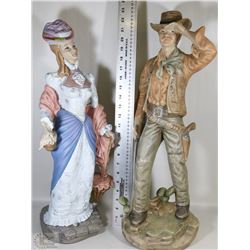 SET OF 2 PORCELAIN STATUES SIGNED BY JEP 23"