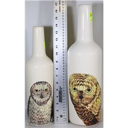 SET OF OWL DECANTERS 17"X12" AND 15"X12