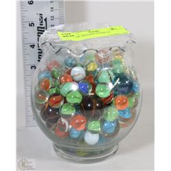 JAR OF VINTAGE MARBLES