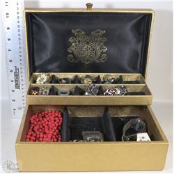 LARGE VINTAGE GOLD COLORED JEWELRY BOX