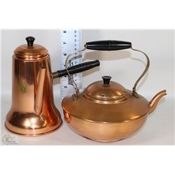 VINTAGE COPPER TEA KETTLE AND WATERING CAN