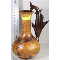 WOODEN VASE WITH SWORD FISH HANDLE