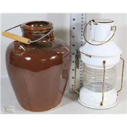 VINTAGE BEAN JUG AND LANTERN
