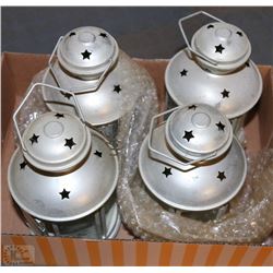 BOX OF 4 SILVER STARRY LANTERNS