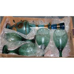VINTAGE GREEN DECANTER SET