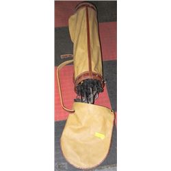 BEIGE GOLF BAG WITH KRO FLITE GOLF CLUBS