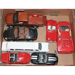 FLAT OF 7 DIE CAST CARS INCLUDING 1970 CORVETTE