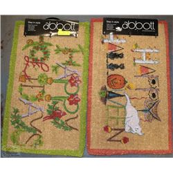2 BRAND NEW NATURAL COIR FIBER MATS INCL HAPPY