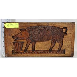 VINTAGE HAND CARVED PIG PICTURE