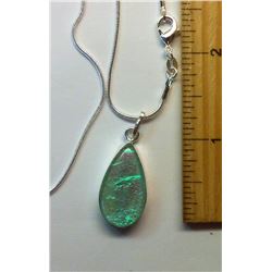 FIRE OPAL TEAR DROP PENDANT ON CHAIN