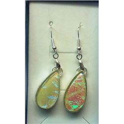 WHITE FIRE OPAL TEAR DROP EARRINGS