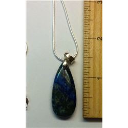 ELONGATED TEAR DROP SODALITE PENDANT ON CHAIN