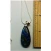 ELONGATED TEAR DROP SODALITE PENDANT ON CHAIN