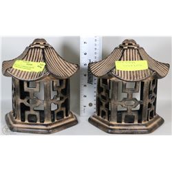 SET OF 2 CHINESE PAGODA TEALIGHT LANTERNS